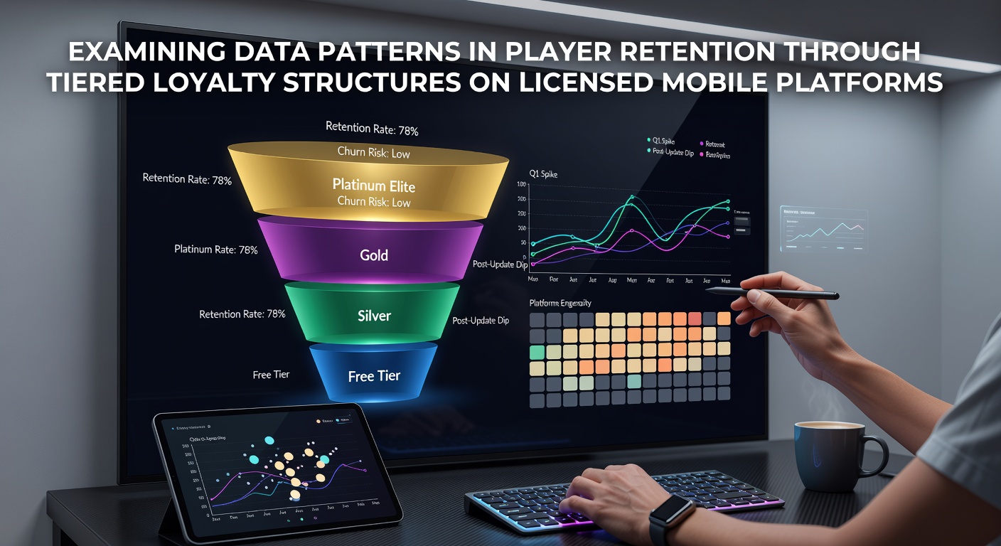Grafiek die retentiecijfers toont in mobiele casino apps met loyaliteitsniveaus