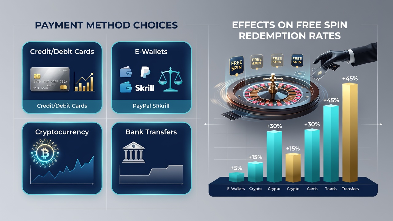 Grafieken die inwisselpercentages van gratis spins per betaalmethode weergeven in live dealer spellen
