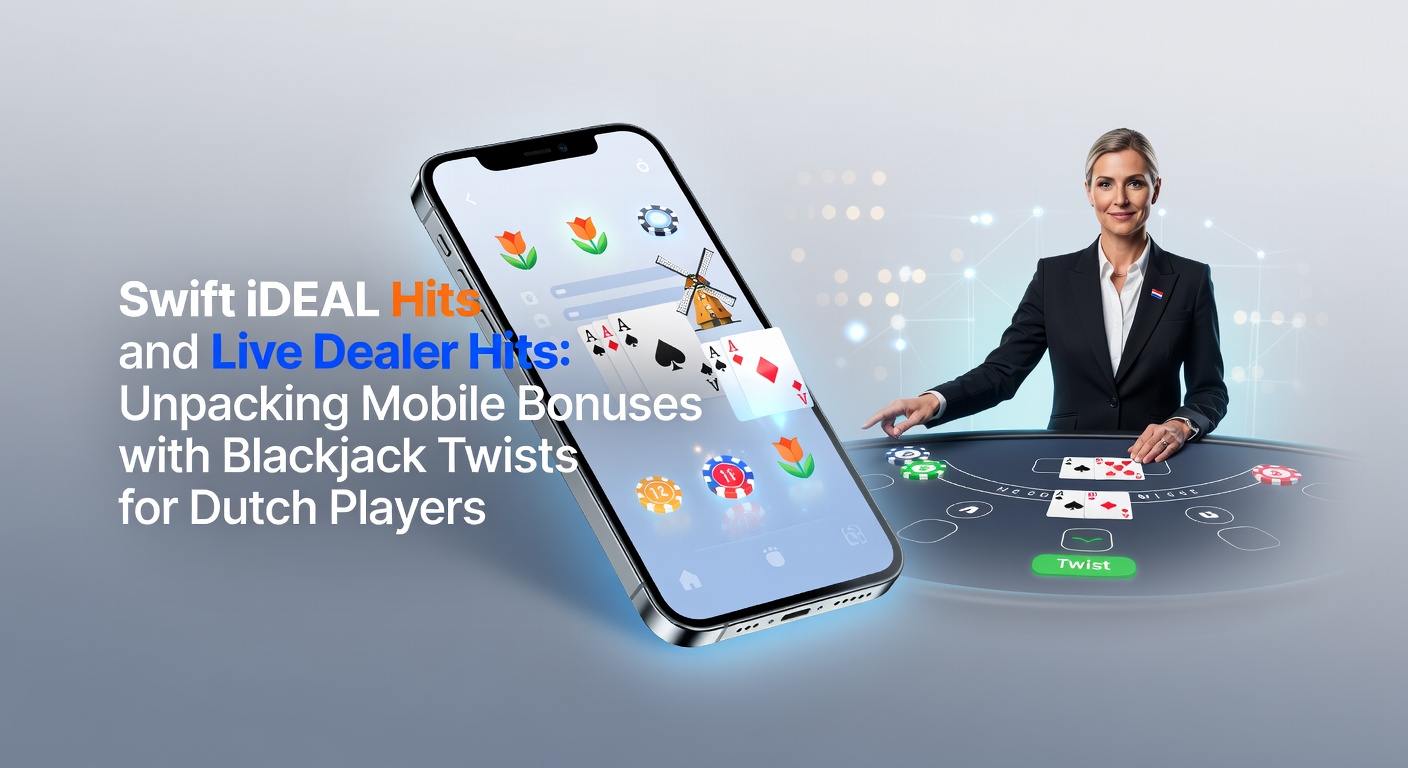 Smartphone met iDEAL-betaling en live blackjack-tafel op scherm, symboliserend snelle mobiele casino-actie voor Nederlandse spelers